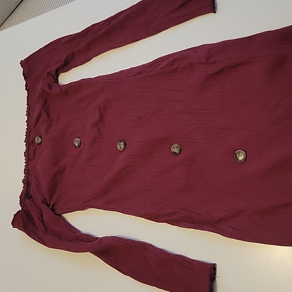 Ribbed Crimson Maroon Off the Shoulder Mini Dress